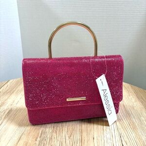 Alessia Fuchsia Clutch with Gold Accents